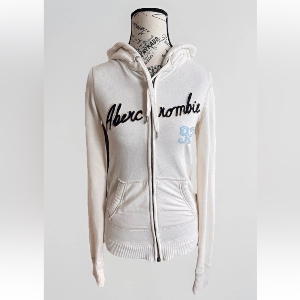 vintage 90s y2k abercrombie 92 zip up hoodie sweater jacket size S *Flaws
